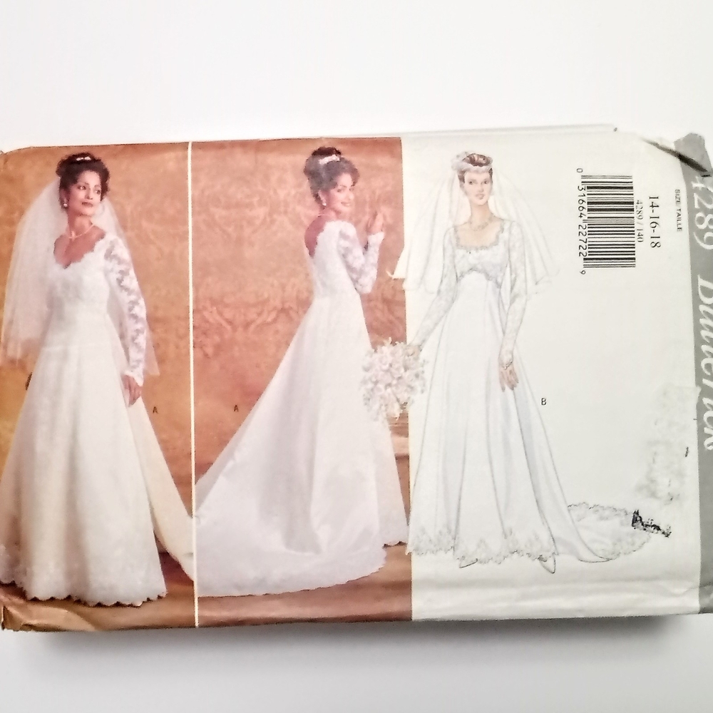 Elegant White Bridal Gown Pattern Butterick 4289